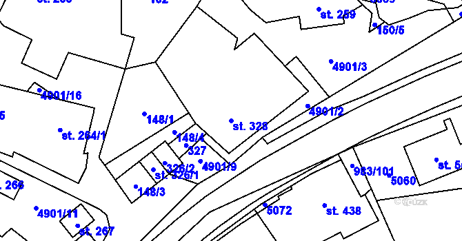 Parcela st. 328 v KÚ Újezd u Valašských Klobouk, Katastrální mapa