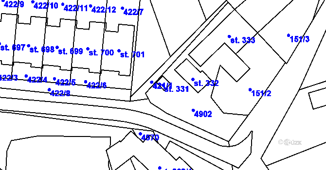 Parcela st. 331 v KÚ Újezd u Valašských Klobouk, Katastrální mapa