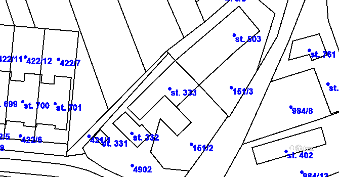 Parcela st. 333 v KÚ Újezd u Valašských Klobouk, Katastrální mapa