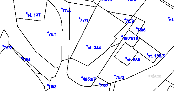 Parcela st. 344 v KÚ Újezd u Valašských Klobouk, Katastrální mapa