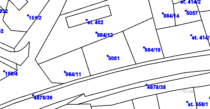 Parcela st. 361 v KÚ Újezd u Valašských Klobouk, Katastrální mapa