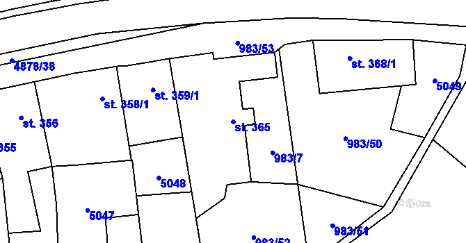 Parcela st. 365 v KÚ Újezd u Valašských Klobouk, Katastrální mapa