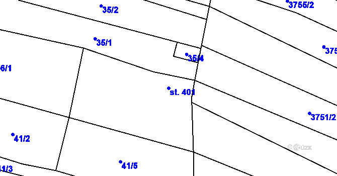 Parcela st. 401 v KÚ Újezd u Valašských Klobouk, Katastrální mapa