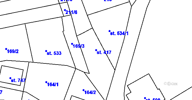 Parcela st. 417 v KÚ Újezd u Valašských Klobouk, Katastrální mapa
