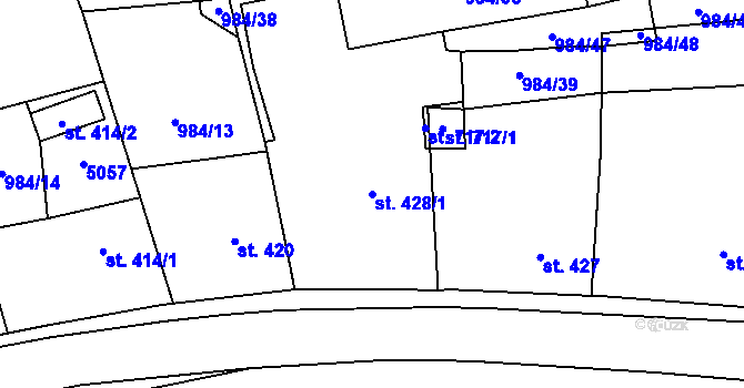 Parcela st. 428/1 v KÚ Újezd u Valašských Klobouk, Katastrální mapa