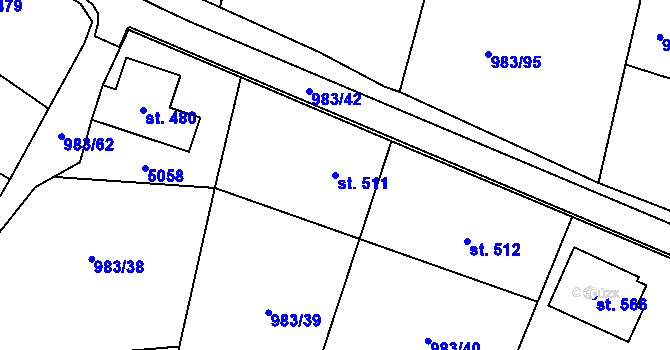 Parcela st. 511 v KÚ Újezd u Valašských Klobouk, Katastrální mapa