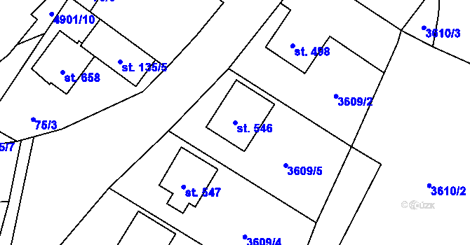 Parcela st. 546 v KÚ Újezd u Valašských Klobouk, Katastrální mapa