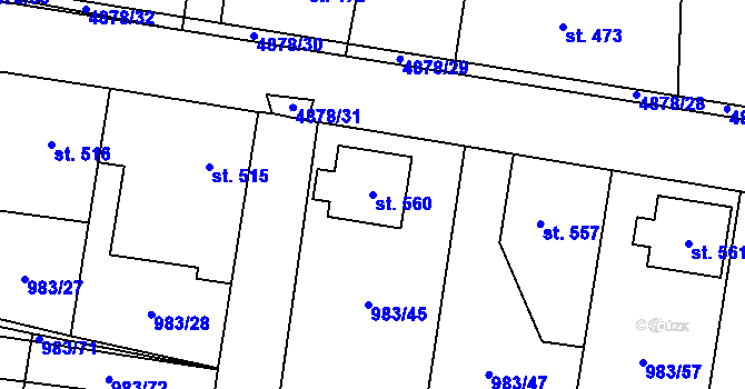 Parcela st. 560 v KÚ Újezd u Valašských Klobouk, Katastrální mapa