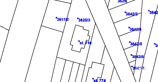 Parcela st. 716 v KÚ Újezd u Valašských Klobouk, Katastrální mapa