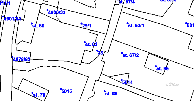 Parcela st. 33 v KÚ Újezd u Valašských Klobouk, Katastrální mapa