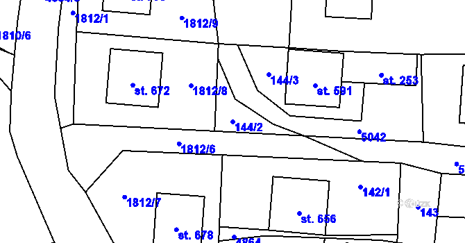Parcela st. 144/2 v KÚ Újezd u Valašských Klobouk, Katastrální mapa