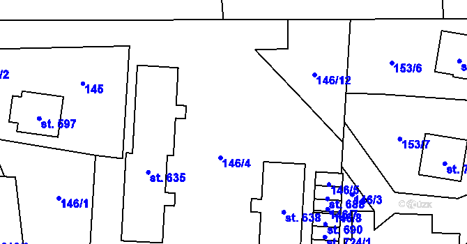 Parcela st. 146/4 v KÚ Újezd u Valašských Klobouk, Katastrální mapa