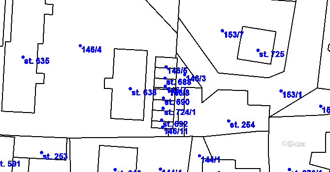 Parcela st. 146/7 v KÚ Újezd u Valašských Klobouk, Katastrální mapa