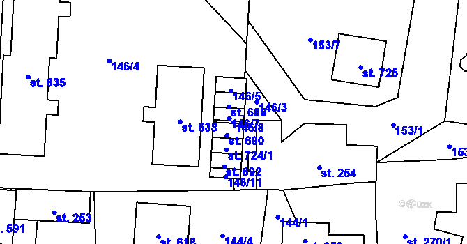 Parcela st. 146/8 v KÚ Újezd u Valašských Klobouk, Katastrální mapa