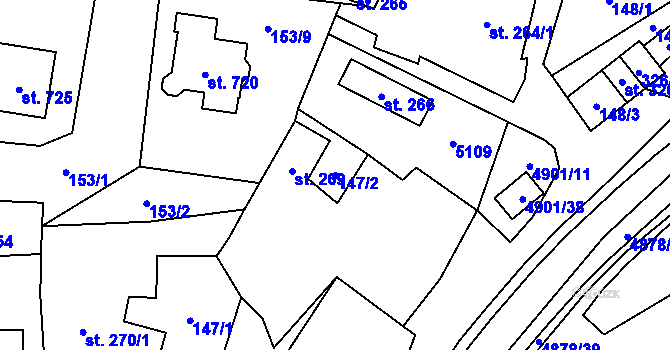 Parcela st. 147/2 v KÚ Újezd u Valašských Klobouk, Katastrální mapa
