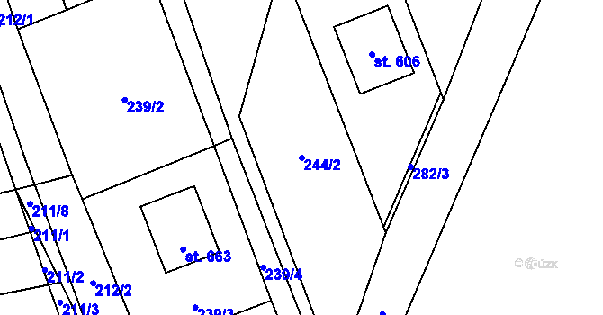 Parcela st. 244/2 v KÚ Újezd u Valašských Klobouk, Katastrální mapa