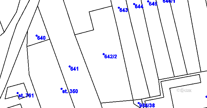 Parcela st. 642/2 v KÚ Újezd u Valašských Klobouk, Katastrální mapa