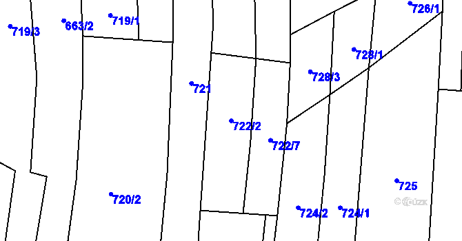 Parcela st. 722/2 v KÚ Újezd u Valašských Klobouk, Katastrální mapa