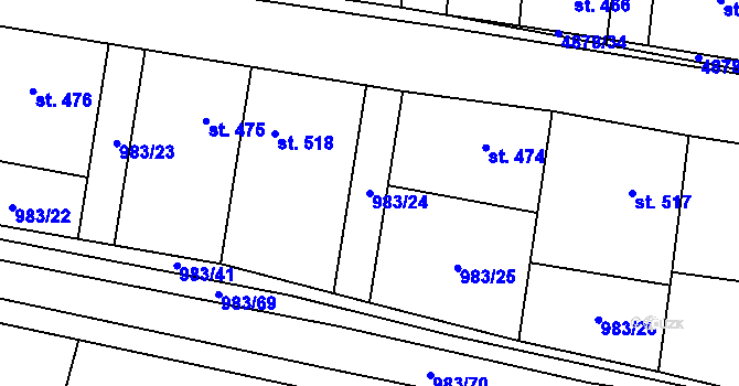 Parcela st. 983/24 v KÚ Újezd u Valašských Klobouk, Katastrální mapa