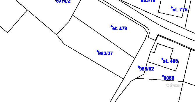 Parcela st. 983/37 v KÚ Újezd u Valašských Klobouk, Katastrální mapa