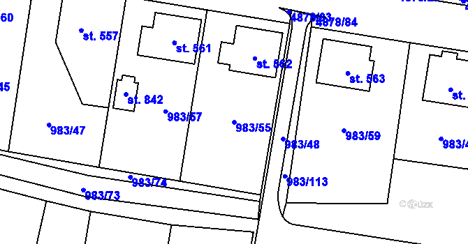 Parcela st. 983/55 v KÚ Újezd u Valašských Klobouk, Katastrální mapa