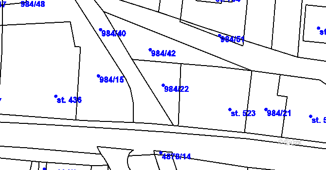Parcela st. 984/22 v KÚ Újezd u Valašských Klobouk, Katastrální mapa