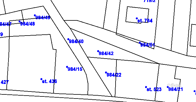 Parcela st. 984/42 v KÚ Újezd u Valašských Klobouk, Katastrální mapa