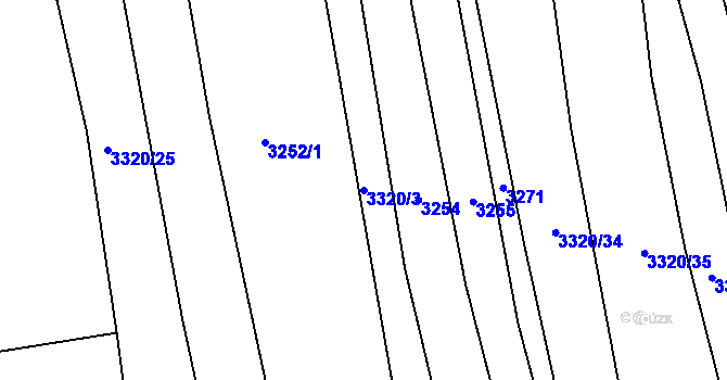Parcela st. 3320/3 v KÚ Újezd u Valašských Klobouk, Katastrální mapa