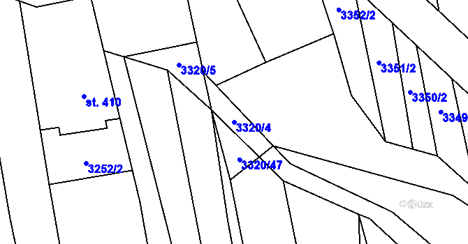 Parcela st. 3320/4 v KÚ Újezd u Valašských Klobouk, Katastrální mapa