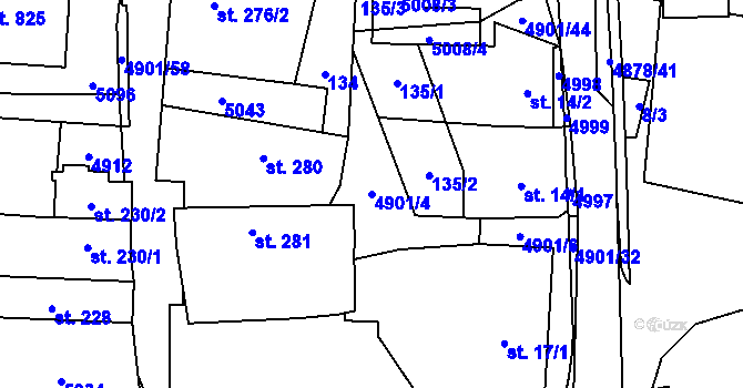 Parcela st. 4901/4 v KÚ Újezd u Valašských Klobouk, Katastrální mapa