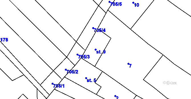 Parcela st. 9 v KÚ Újezd nad Rokytnou, Katastrální mapa