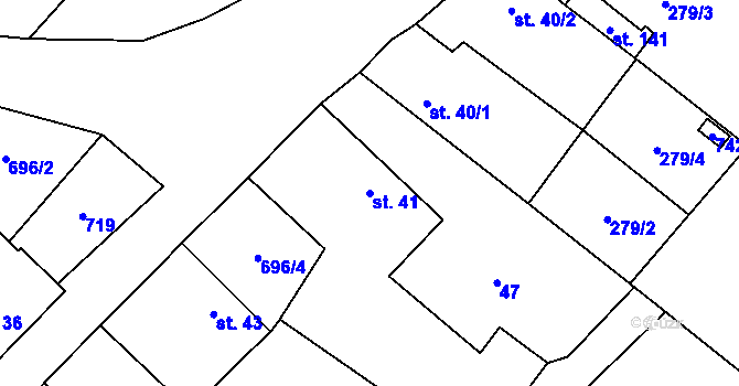 Parcela st. 41 v KÚ Újezd nad Rokytnou, Katastrální mapa
