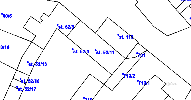 Parcela st. 52/11 v KÚ Újezd nad Rokytnou, Katastrální mapa