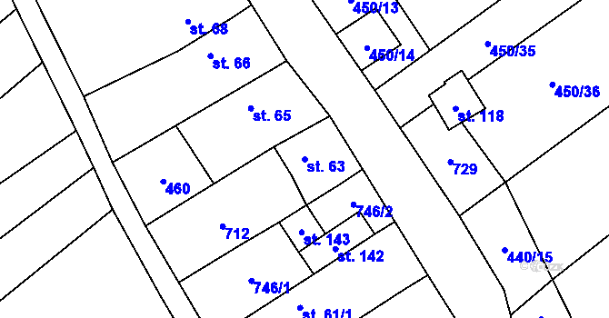Parcela st. 63 v KÚ Újezd nad Rokytnou, Katastrální mapa