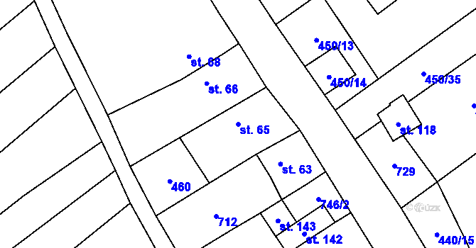 Parcela st. 65 v KÚ Újezd nad Rokytnou, Katastrální mapa