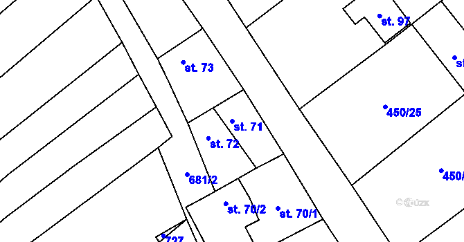Parcela st. 71 v KÚ Újezd nad Rokytnou, Katastrální mapa