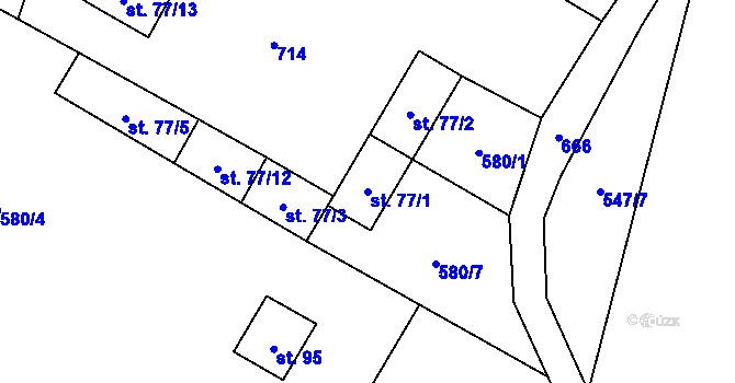 Parcela st. 77/1 v KÚ Újezd nad Rokytnou, Katastrální mapa