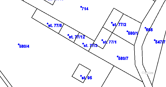 Parcela st. 77/3 v KÚ Újezd nad Rokytnou, Katastrální mapa