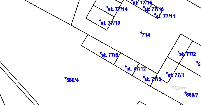 Parcela st. 77/5 v KÚ Újezd nad Rokytnou, Katastrální mapa