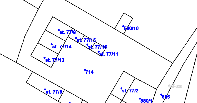 Parcela st. 77/11 v KÚ Újezd nad Rokytnou, Katastrální mapa
