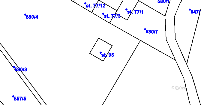 Parcela st. 95 v KÚ Újezd nad Rokytnou, Katastrální mapa