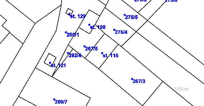 Parcela st. 115 v KÚ Újezd nad Rokytnou, Katastrální mapa