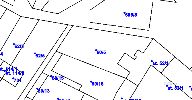 Parcela st. 60/5 v KÚ Újezd nad Rokytnou, Katastrální mapa