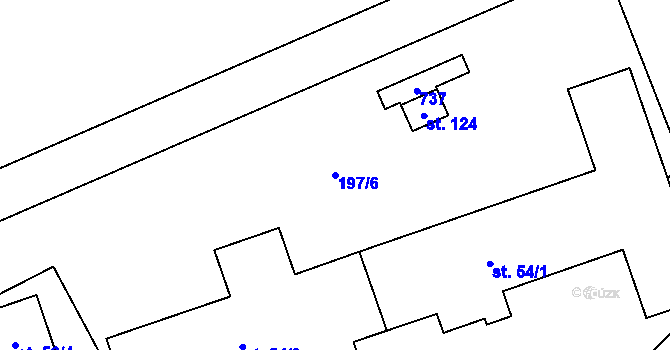 Parcela st. 197/6 v KÚ Újezd nad Rokytnou, Katastrální mapa