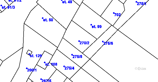 Parcela st. 270/2 v KÚ Újezd nad Rokytnou, Katastrální mapa