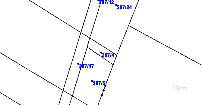 Parcela st. 287/4 v KÚ Újezd nad Rokytnou, Katastrální mapa