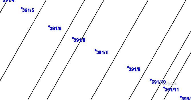 Parcela st. 391/1 v KÚ Újezd nad Rokytnou, Katastrální mapa
