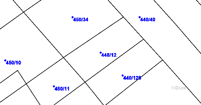 Parcela st. 448/12 v KÚ Újezd nad Rokytnou, Katastrální mapa