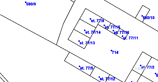Parcela st. 77/13 v KÚ Újezd nad Rokytnou, Katastrální mapa
