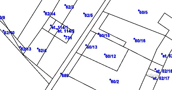 Parcela st. 60/13 v KÚ Újezd nad Rokytnou, Katastrální mapa